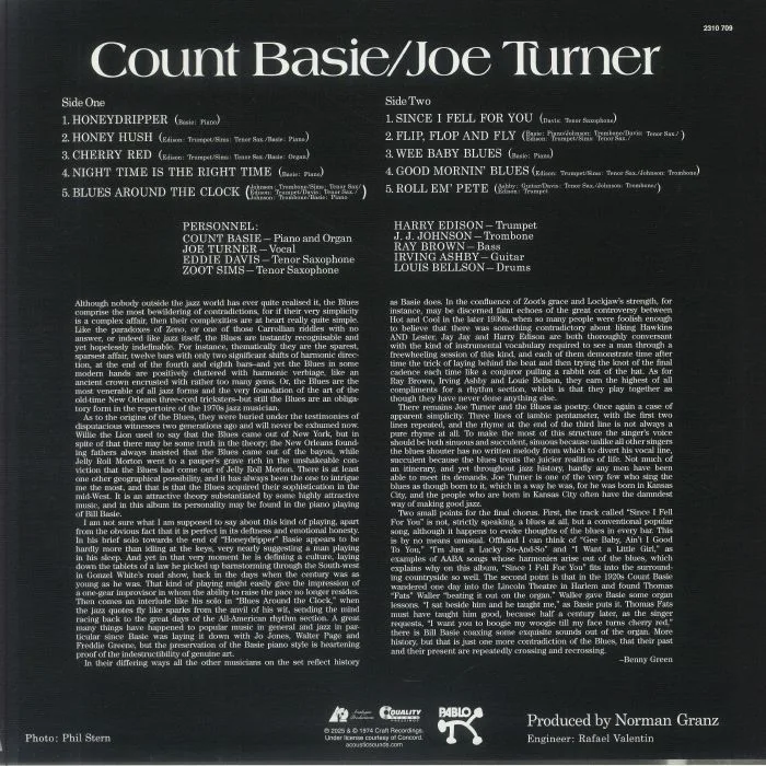 Обратная сторона обложки — COUNT BASIE / JOE TURNER — The Bosses