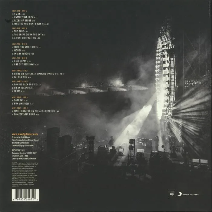 Back cover — David GILMOUR — Live At Pompeii (B-STOCK)