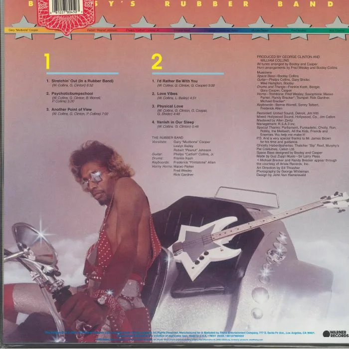 Back cover — BOOTSY'S RUBBER BAND — Stretchin' Out In Bootsy's Rubber Band (reissue) (B-STOCK)