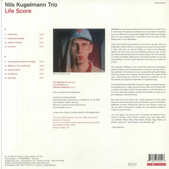 Back cover — NILS KUGELMANN TRIO — Life Score