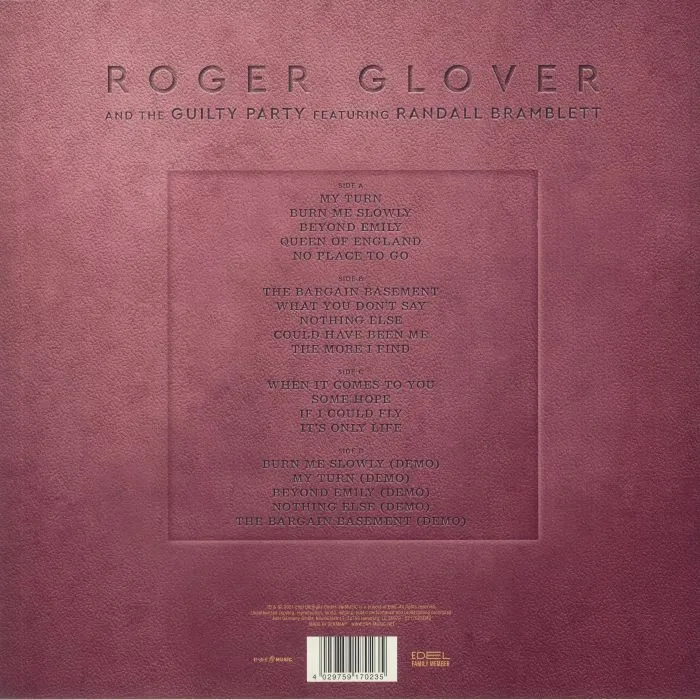 Back cover — Roger GLOVER / THE GUILTY PARTY feat RANDALL BRAMBLETT — Snapshot Plus