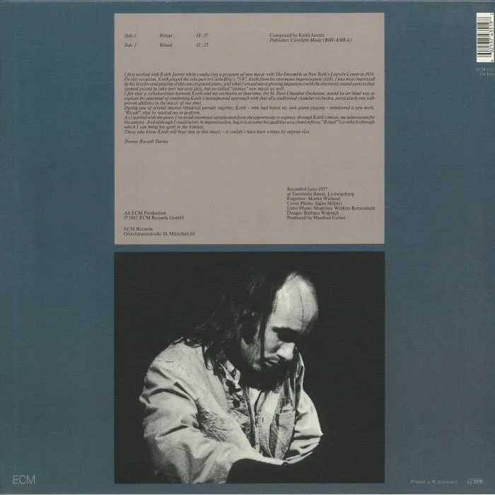 Back cover — Keith JARRETT / DENNIS RUSSELL DAVIES — Ritual