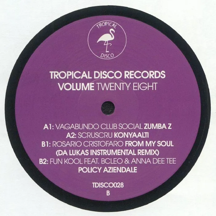Back cover — VAGABUNDO CLUB SOCIAL / SCRUSCRU / ROSARIO CRISTOFARO / FUN KOOL — Tropical Disco Records Vol 28