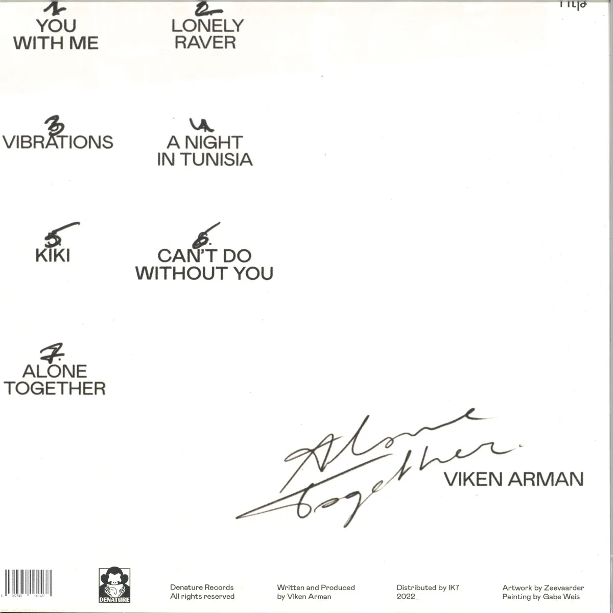 Back cover — Viken Arman — Alone Together LP