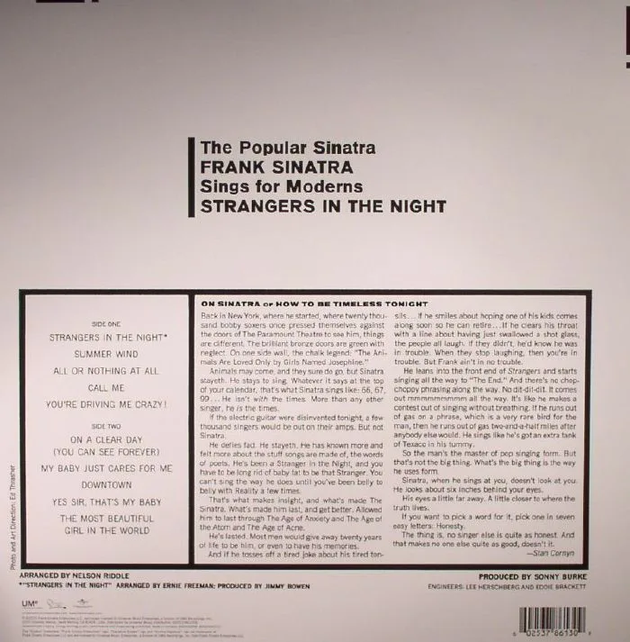 Обратная сторона обложки — Frank SINATRA — Strangers In The Night