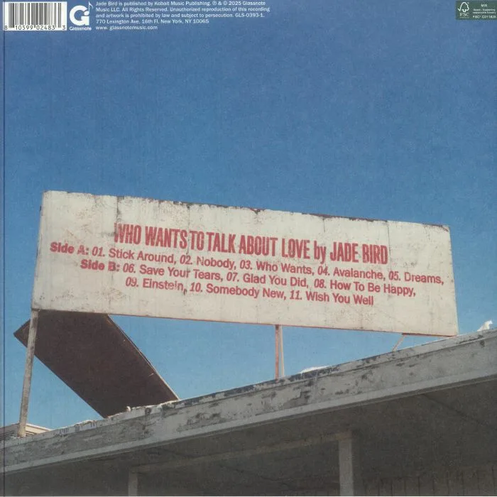 Back cover — Jade BIRD — Who Wants To Talk About Love