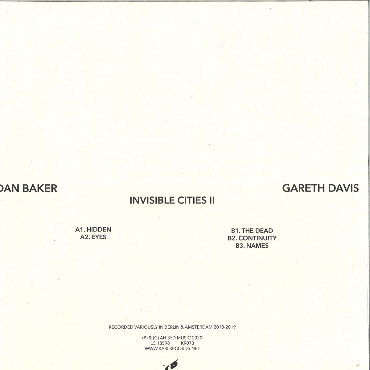 Обратная сторона обложки — Aidan Baker&Gareth Davis — Invisible Cities II