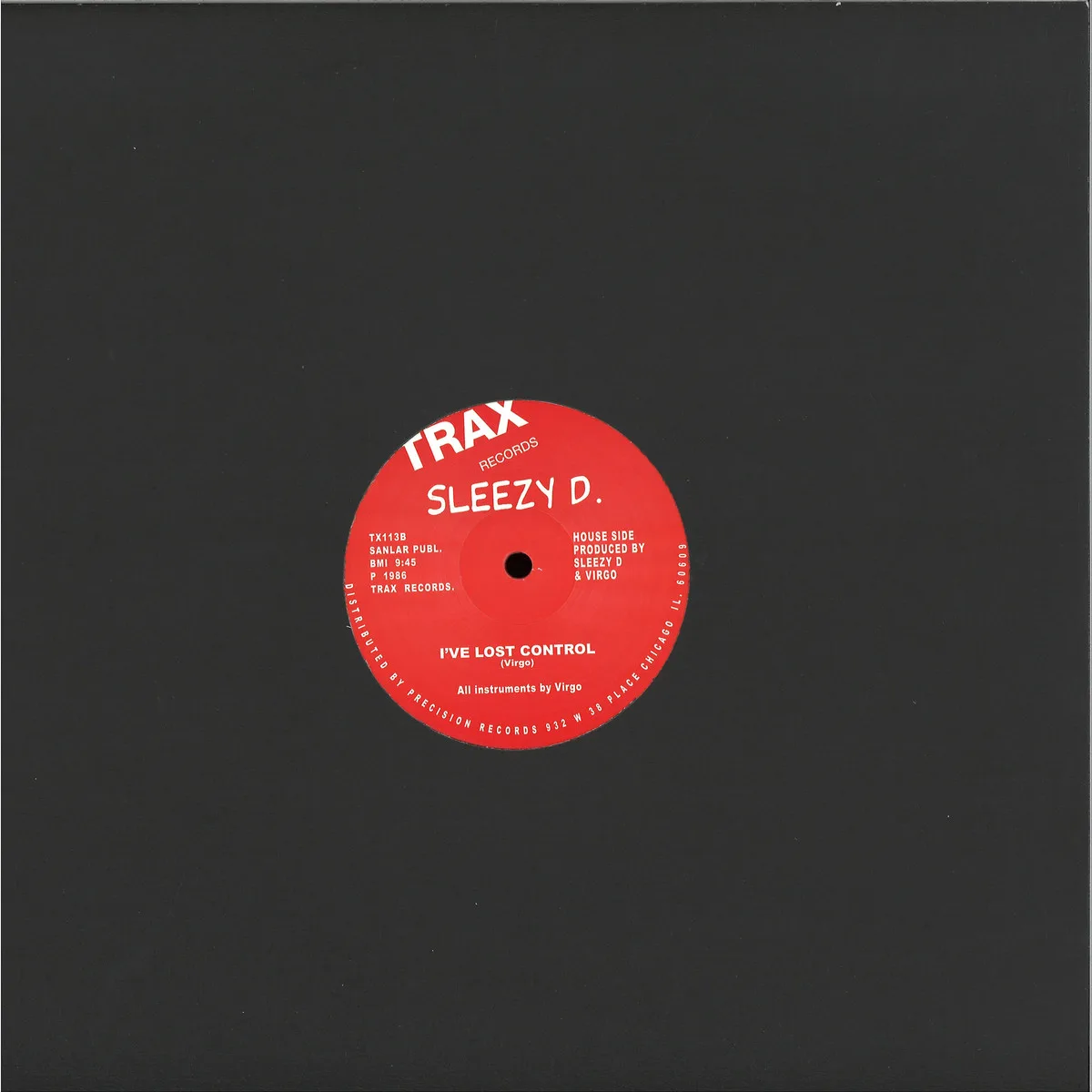 Back cover — Sleezy D,Marshall Jefferson — I've Lost Control (Red Vinyl Repress)