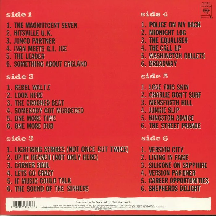 Back cover — The CLASH — Sandinista! (reissue)