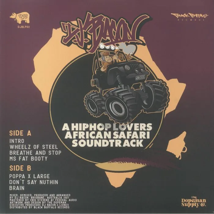 Back cover — DJ BACON — A Hip Hop Lovers African Safari Soundtrack