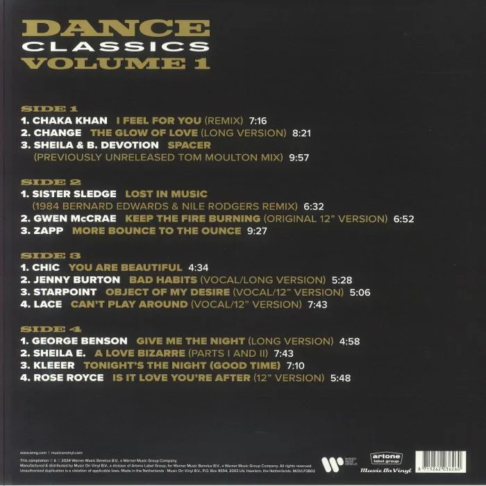 Back cover — VARIOUS — Dance Classics Vol 1