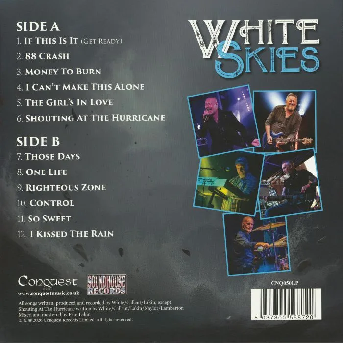 Back cover — WHITE SKIES — Shouting At The Hurricane