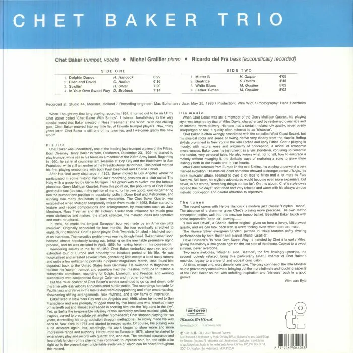 Back cover — CHET BAKER TRIO — Mr B