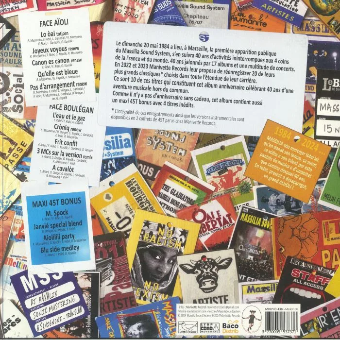 Back cover — MASSILIA SOUND SYSTEM — Anniversari