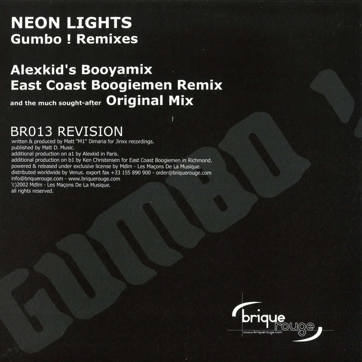 Back cover — Neon Lights — Gumbo *remix*