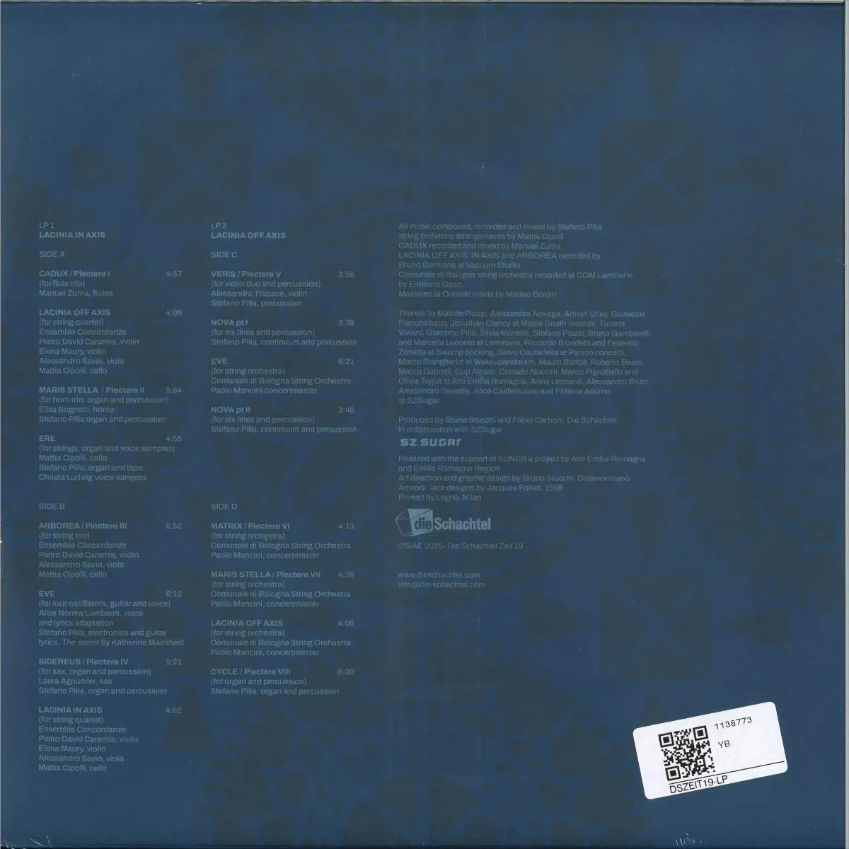 Обратная сторона обложки — Stefano Pilia — Lacinia LP 2x12"