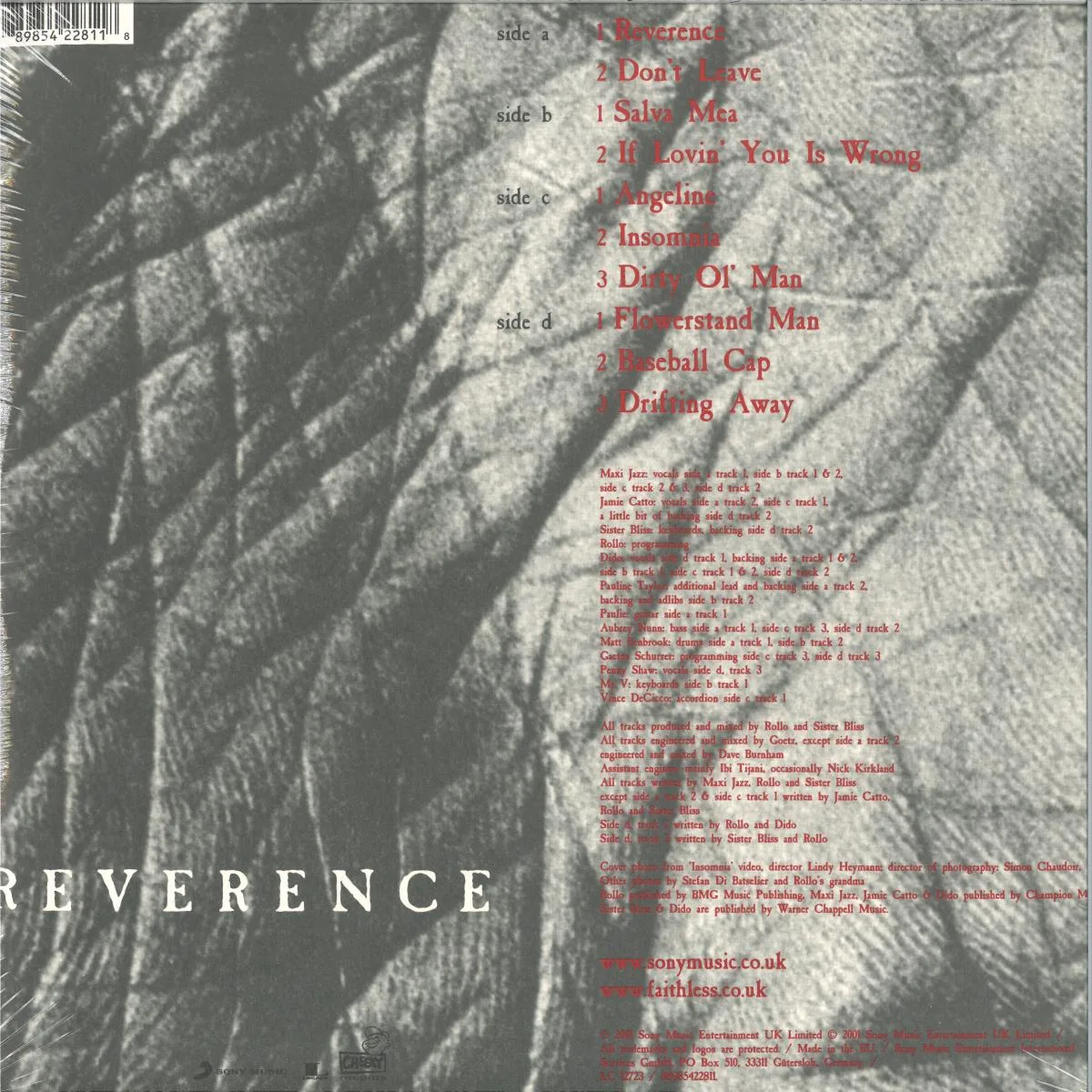 Back cover — FAITHLESS — REVERENCE