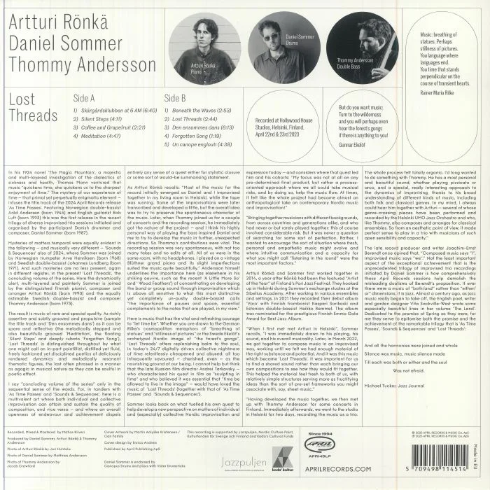 Back cover — Artturi RONKA / DANIEL SOMMER / THOMMY ANDERSSON — Lost Threads