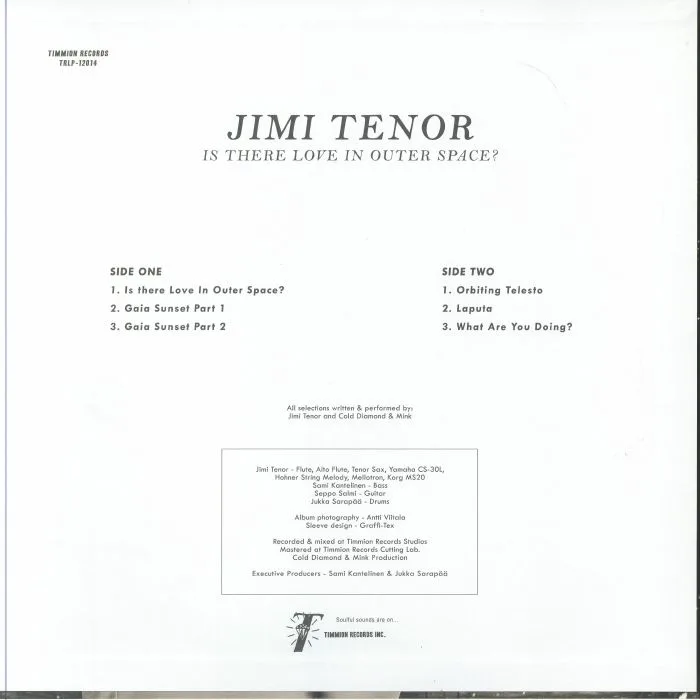 Обратная сторона обложки — Jimi TENOR / COLD DIAMOND / MINK — Is There Love In Outer Space?