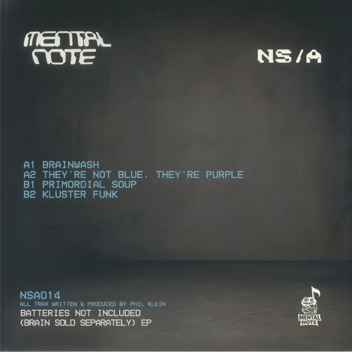 Back cover — MENTAL NOTE aka BASS JUNKIE — Batteries Not Included (Brain Sold Separately) EP
