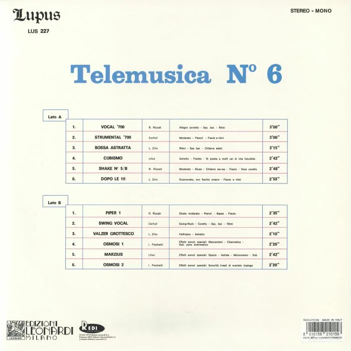 Обратная сторона обложки — VARIOUS — Telemusica No 6 (reissue)