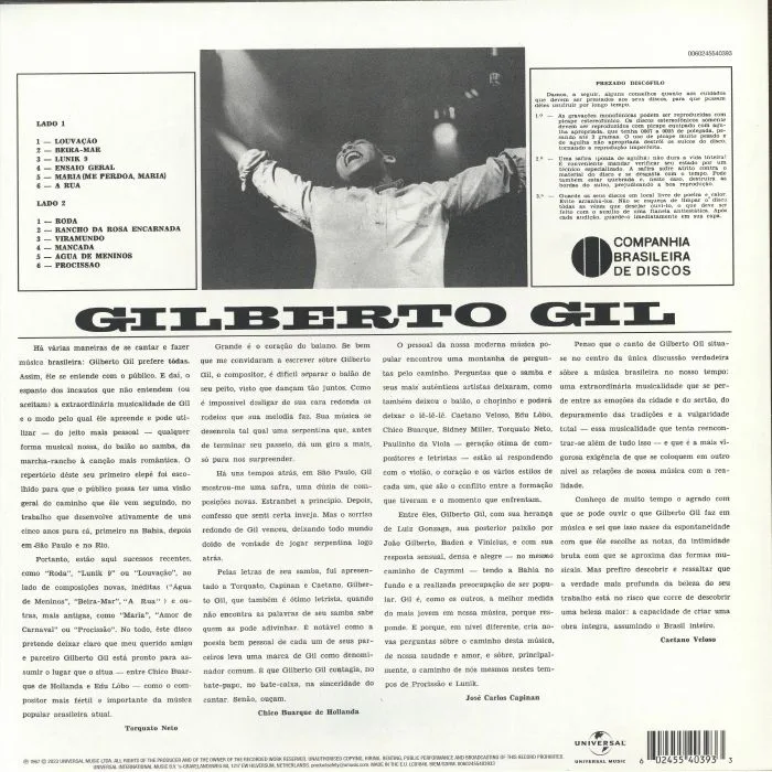 Обратная сторона обложки — Gilberto GIL — Louvacao