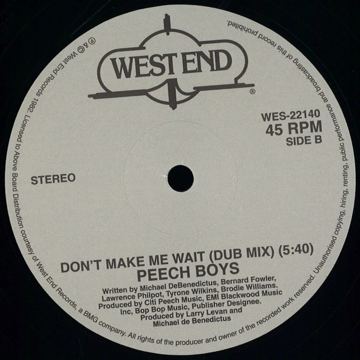 Peech Boys — Don't Make Me Wait