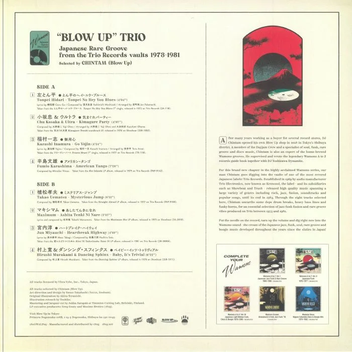 Back cover — CHINTAM / VARIOUS — Wamano A To Z Presents Blow Up Trio: Japanese Rare Groove From The Trio Record Vaults 1973-1981