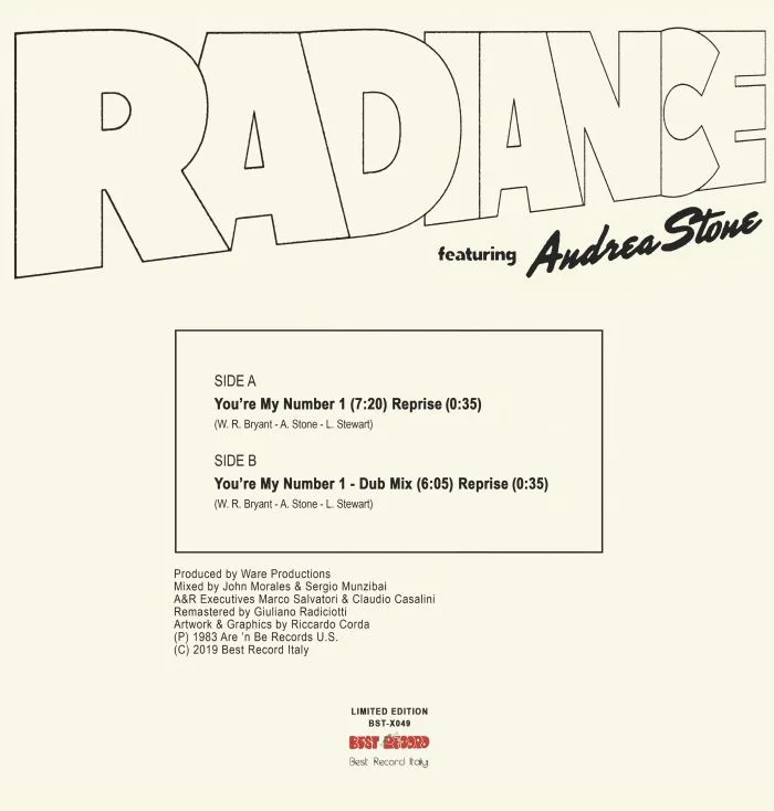 Back cover — RADIANCE feat ANDREA STONE — You're My Number 1