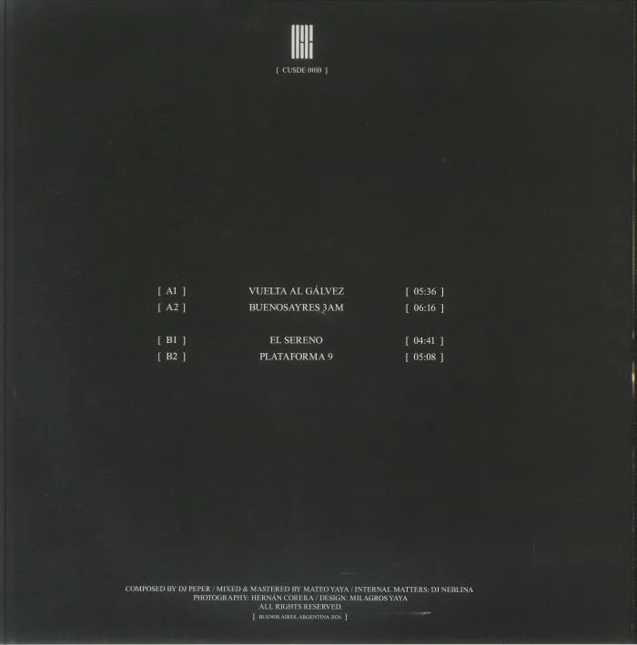 Back cover — DJ PEPER — Buenosayres 3AM