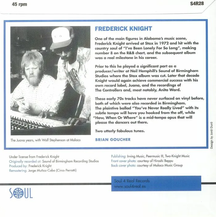 Back cover — Frederick KNIGHT — You've Never Really Lived