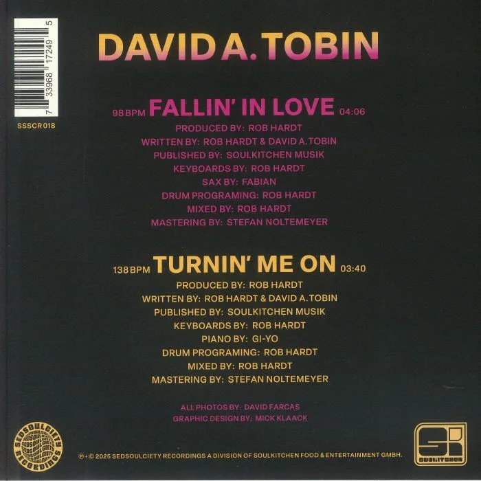 Обратная сторона обложки — David A TOBIN — Fallin' In Love