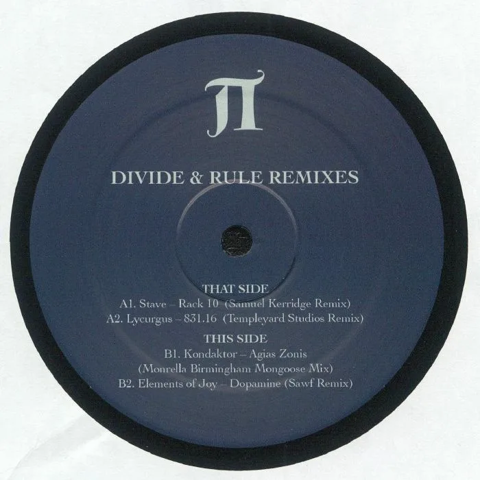 Back cover — STAVE / LYCURGUS / KONDAKTOR / ELEMENTS OF JOY — Divide & Rule remixes