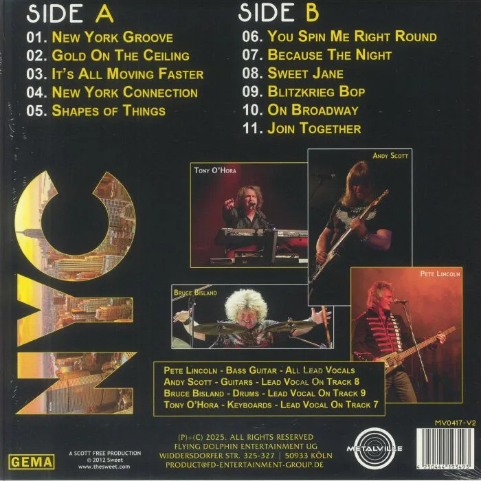 Back cover — SWEET — New York Connection (reissue)