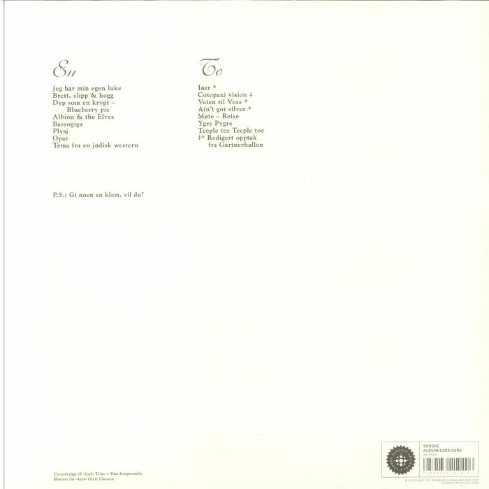 Обратная сторона обложки — BOASTEIN — Jeg Har Min Egen Luke