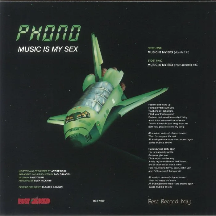 Back cover — PHONO — Music Is My Sex