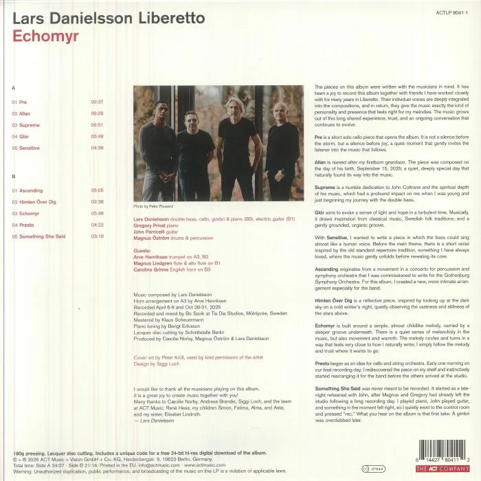 Обратная сторона обложки — LARS DANIELSSON LIBERETTO — Echomyr