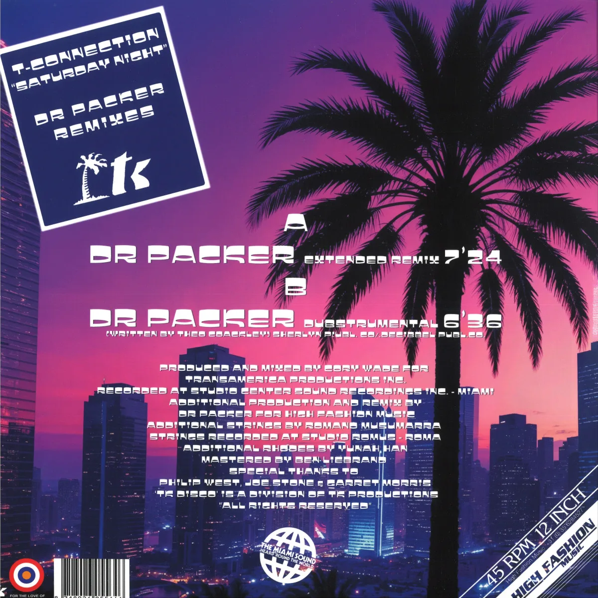 Обратная сторона обложки — T-Connection — SATURDAY NIGHT (DR. PACKER REMIXES)