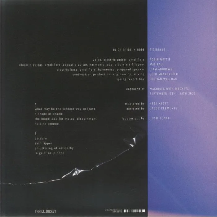 Back cover — BIG / BRAVE — In Grief Or In Hope