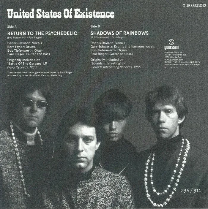Back cover — UNITED STATES OF EXISTENCE — Return To The Psychedelic