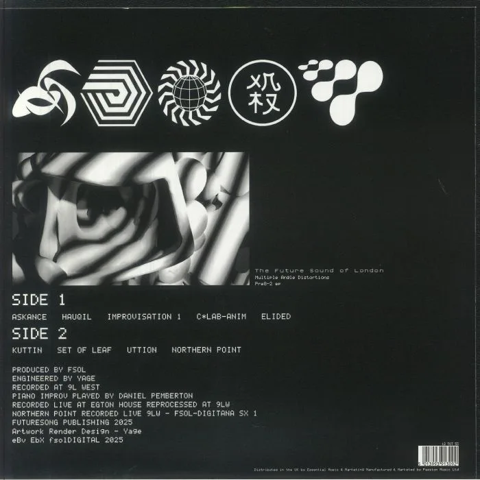 Back cover — The FUTURE SOUND OF LONDON — Multiple Angle Distortions: Pre82 EP