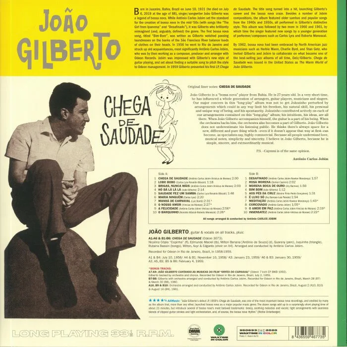 Обратная сторона обложки — Joao GILBERTO — Chega De Saudade