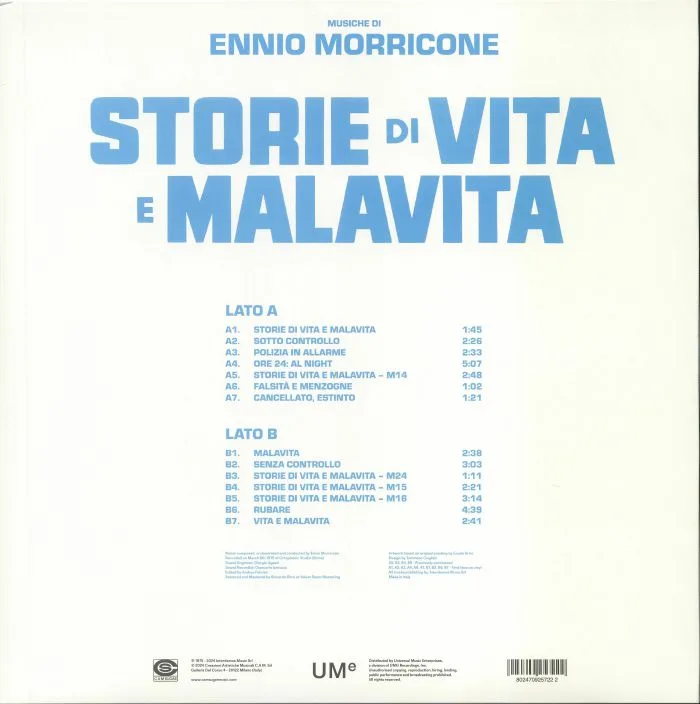 Обратная сторона обложки — Ennio MORRICONE — Storie Di Vita E Malavita (Record Store Day RSD 2024)