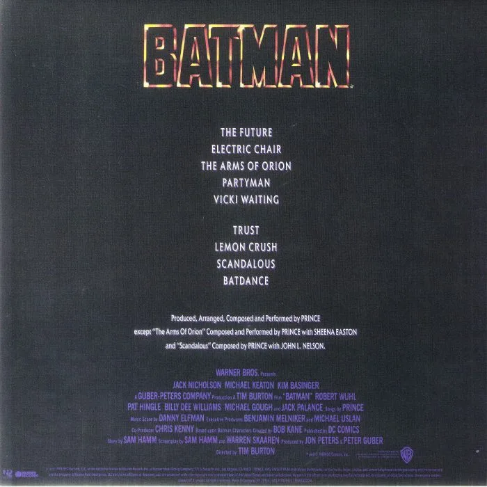 Обратная сторона обложки — PRINCE — Batman (Soundtrack) (reissue)