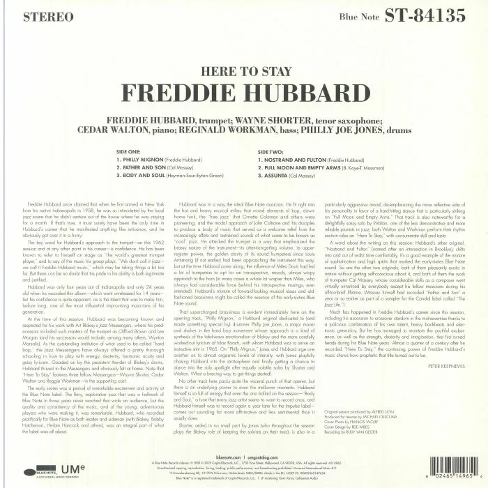Обратная сторона обложки — Freddie HUBBARD — Here To Stay (Classic Vinyl Series)