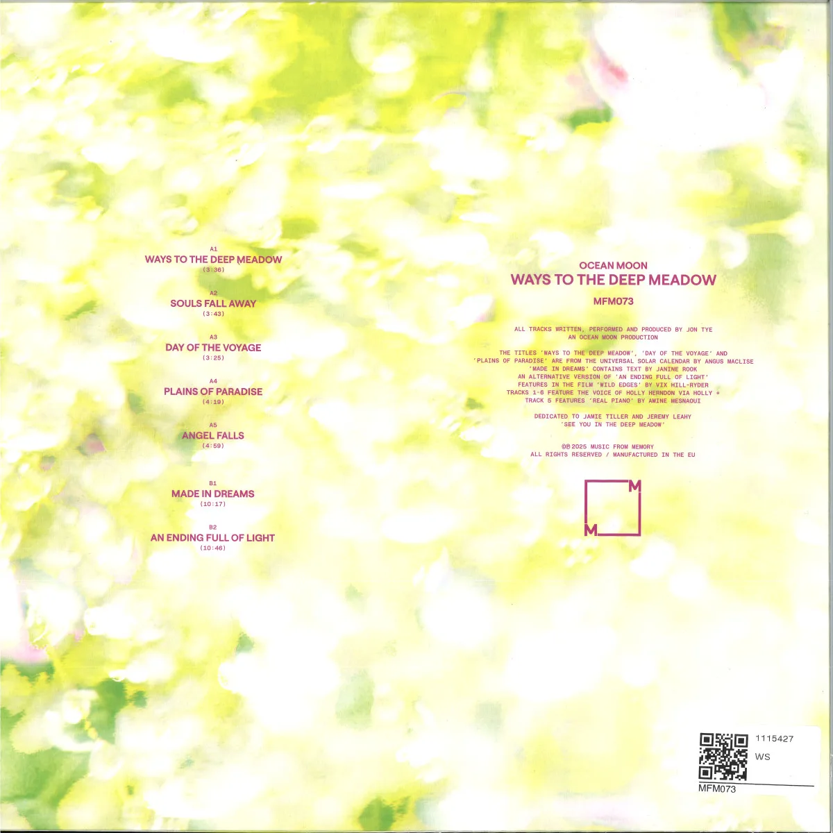 Back cover — Ocean Moon — WAYS TO THE DEEP MEADOW
