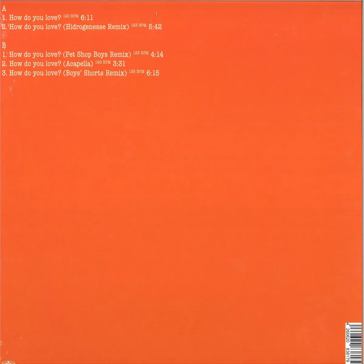 Back cover — The Hidden Cameras — How Do You Love? (feat. Pet Shop Boys)