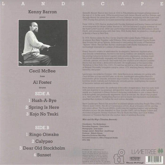 Обратная сторона обложки — KENNY BARRON TRIO — Landscape