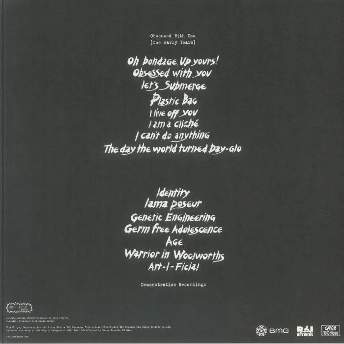 Back cover — X RAY SPEX — Obsessed With You (The Early Years) (remastered)