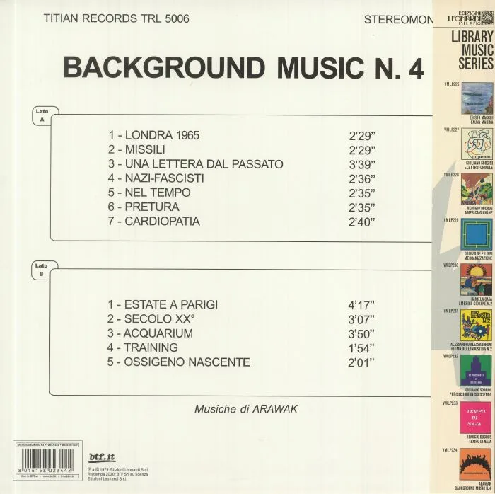 Обратная сторона обложки — ARAWAK — Background Music No 4 (Record Store Day RSD 2022)